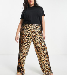 Коричневые атласные пижамные брюки с леопардовым принтом от комплекта River Island Plus-Коричневый цвет