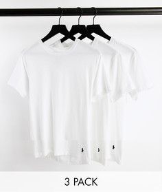 Набор из 3 белых футболок для дома с логотипом возле нижнего края Polo Ralph Lauren-Белый