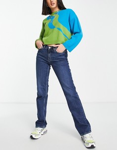Прямые джинсы синего цвета с классической талией из органического хлопка Weekday Twig-Голубой