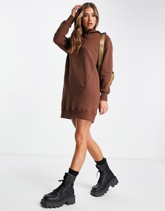 Платье-худи мини шоколадно-коричневого цвета со вставкой Threadbare Floyd-Коричневый цвет