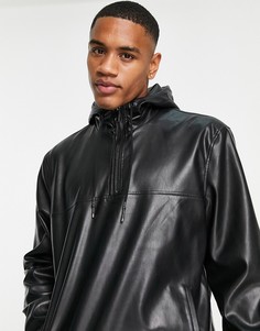 Черное пальто из искусственной кожи с короткой молнией Urbancode-Черный цвет