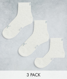 Набор из 3 пар коротких носков бежевого цвета Puma-Белый