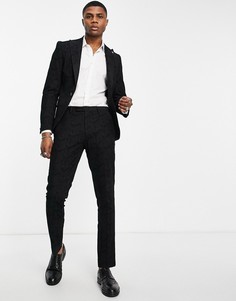 Черные зауженные брюки с геометрической набивкой флок Twisted Tailor Sylvan-Черный