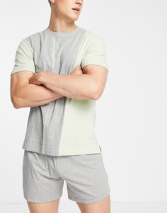 Пижамный комплект с дизайном со вставками и с шортами ASOS DESIGN-Разноцветный
