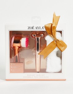 Подарочный набор для сияющей кожи Zoe Ayla: двойная щеточка для очищения кожи лица, 3D-массажер для лица и махровая повязка на голову-Бесцветный