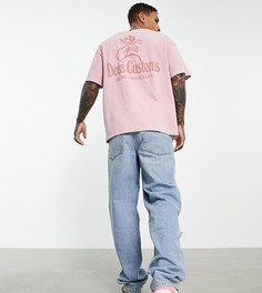 Розовая футболка из плотной ткани с принтом на спине Deus Ex Machina – эксклюзивно для ASOS-Розовый цвет