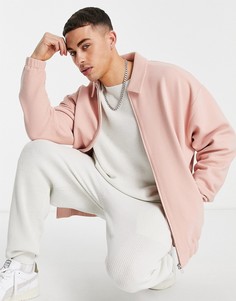 Розовая трикотажная oversized-куртка Харрингтон ASOS DESIGN-Розовый цвет
