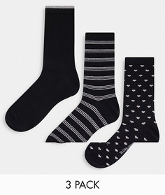 Набор из 3 пар черных носков до щиколотки с рисунком цвета серебристый металлик Womensecret-Черный Women'secret