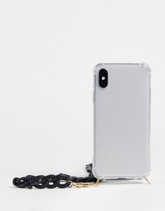 Прозрачный чехол для iPhone Х с черной цепочкой Nali-Черный