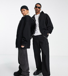 Черный худи очень свободного кроя из плотного материала на молнии COLLUSION Unisex