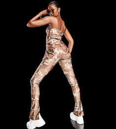 Брюки из бенгалина шоколадного цвета с принтом ASYOU-Коричневый цвет