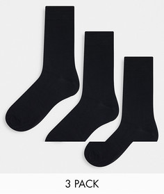Набор из 3 пар черных носков из смесового органического хлопка Selected Homme-Черный