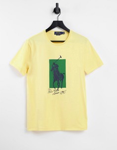 Желтая футболка с крупным принтом игрока в поло Polo Ralph Lauren-Желтый