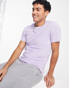 Сиреневая удлиненная футболка с закругленным нижним краем Jack & Jones Essentials-Фиолетовый цвет