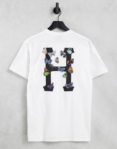 Белая футболка с принтом буквы "H" на спине HUF-Белый