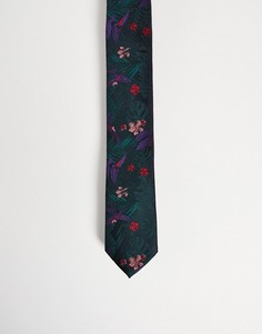 Черный галстук с тропическим принтом Twisted Tailor-Разноцветный