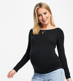 Черный лонгслив с широким вырезом горловины ASOS DESIGN Maternity-Черный цвет