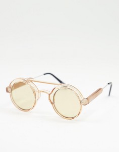 Золотистые круглые солнцезащитные очки в стиле унисекс Spitfire Ambient-Коричневый цвет