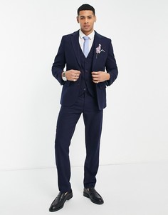 Свадебные брюки узкого кроя из твида с добавлением шерсти Harry Brown-Голубой