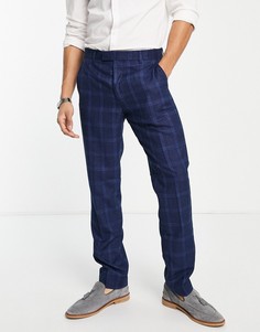 Брюки узкого кроя в крупную клетку Harry Brown-Темно-синий