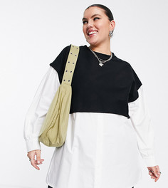 Черная рубашка и джемпер «2 в 1» Noisy May Curve-Черный