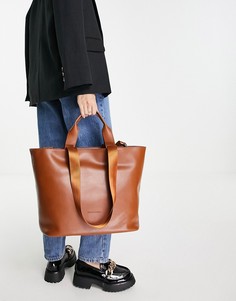 Светло-коричневая кожаная сумка-тоут с ремешком Smith & Canova-Коричневый цвет