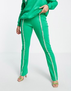 Зеленые расклешенные брюки в рубчик Public Desire-Зеленый цвет