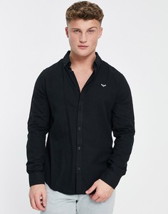Черная оксфордская рубашка с длинными рукавами Threadbare-Черный
