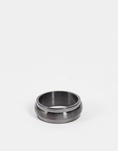 Кольцо из нержавеющей стали со скошенными краями бронзового цвета ASOS DESIGN-Серебристый