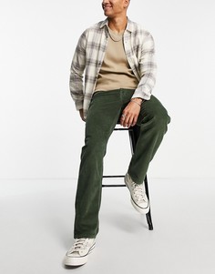 Вельветовые джинсы цвета хаки прямого кроя ASOS DESIGN-Зеленый цвет