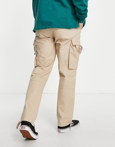 Светло-бежевые прямые брюки с карманами карго на ремешках Topman-Светло-бежевый цвет