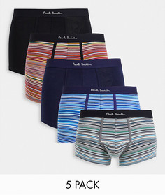 Набор из 5 боксеров-брифов в классическую полоску темно-синего и черного цвета Paul Smith-Разноцветный
