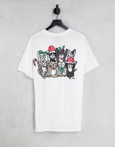 Новогодняя футболка с принтом котов New Love Club-Белый