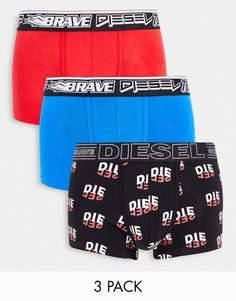 Набор из 3 боксеров-брифов с логотипом на поясе синего и красного цветов и с принтом-Разноцветный Diesel