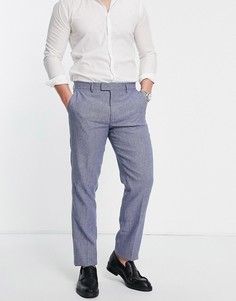 Костюмные брюки узкого кроя в мелкий ромбик с накладным карманом Harry Brown Birdseye-Голубой
