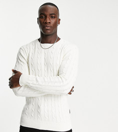 Джемпер из материала с добавлением шерсти цвета экрю с круглым вырезом и узором «косы» French Connection Tall-Белый