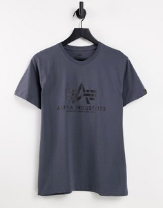 Базовая темно-серая футболка с логотипом Alpha Industries-Серый