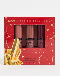 Подарочный набор из трех блесков для губ NYX Professional Makeup Gimme Super Stars! – Butter Gloss (Deep Nude)-Разноцветный