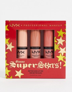 Подарочный набор из трех блесков для губ NYX Professional Makeup Gimme Super Stars! Butter Gloss (Light Nude)-Разноцветный