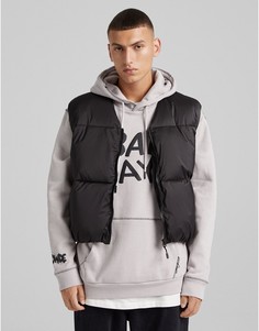 Черный укороченный жилет Bershka-Черный цвет