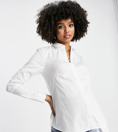 Белая приталенная рубашка из эластичного хлопка с длинными рукавами ASOS DESIGN Maternity-Белый
