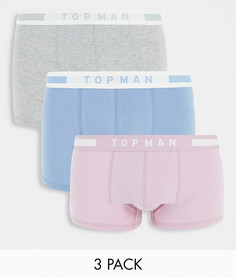 Набор из 3 боксеров-брифов розового, серого и голубого цвета Topman-Разноцветный