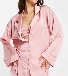 Розовый атласный пижамный комплект из 3 предметов Missguided-Розовый цвет