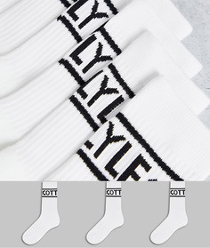 Набор из 3 пар белых спортивных носков c большим логотипом Lyle & Scott Bodywear Jock-Белый