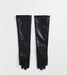 Черные длинные кожаные перчатки со вставками для работы с сенсорным экраном My Accessories London-Черный