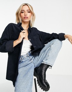 Темно-синяя вельветовая рубашка Monki-Голубой