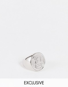 Серебристое массивное кольцо-печатка Reclaimed Vintage Inspired-Серебристый
