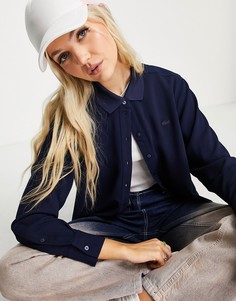 Темно-синее поло на пуговицах с длинными рукавами Lacoste-Темно-синий
