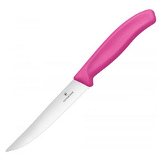 Нож кухонный Victorinox Swiss Classic, для стейка, 120мм, заточка серрейтор, стальной, розовый [6.7936.12l5]