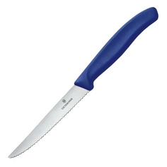 Нож кухонный Victorinox Swiss Classic, для стейка, 110мм, заточка серрейтор, стальной, синий [6.7232.20]